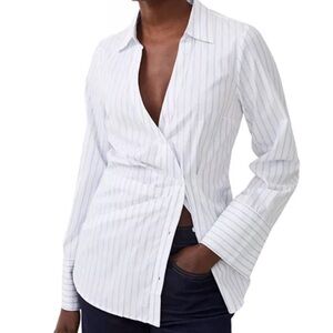 French Connection Isabelle Asymmetric shirt, linen white, XS, EUC